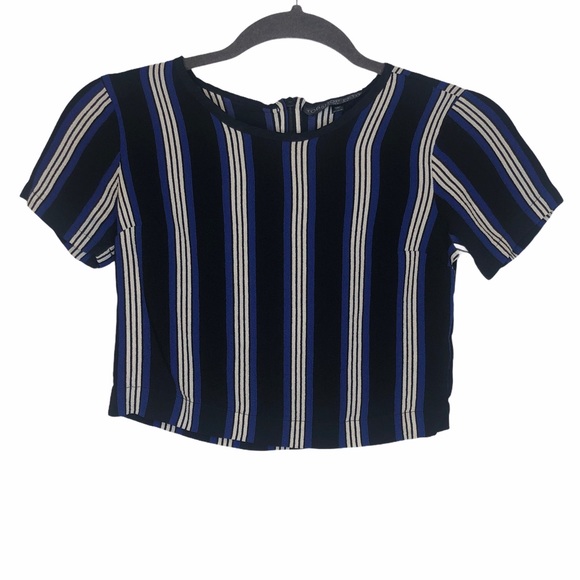 Topshop PETITE Tops - 2/$20 TOPSHOP Petite Striped Blue Crop Top, Size 2P